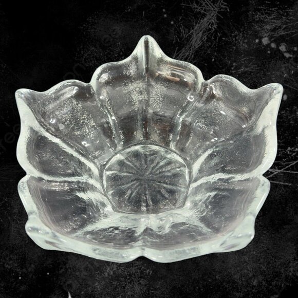 Mid Century Viking Glass Epic Stockholm 5 Spiked Clear Glass Lotus Bowl Vintage - Picture 3 of 11